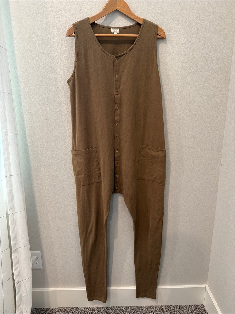 The Simple Folk Brown Sleeveless Button-Front Romper Oversized Women’s 8 Baggy